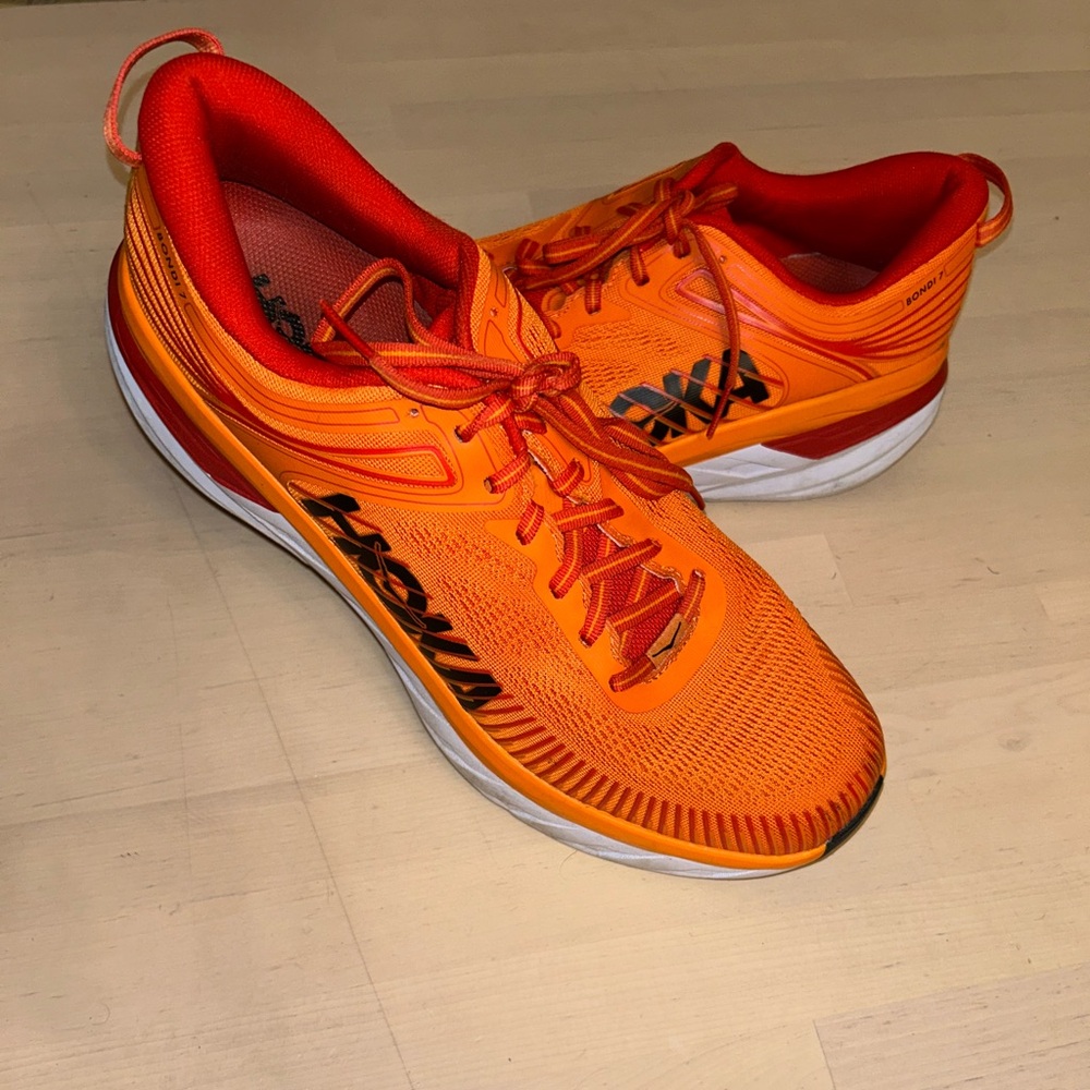 Hoka One One Bondi 7 Men’s Size 11.5 Running Shoes Orange Athletic 1110518